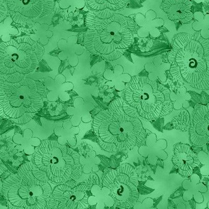 Ruffle Flowers Embossed Solid - Green