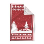 Swedish Christmas Red and White Tea Towel