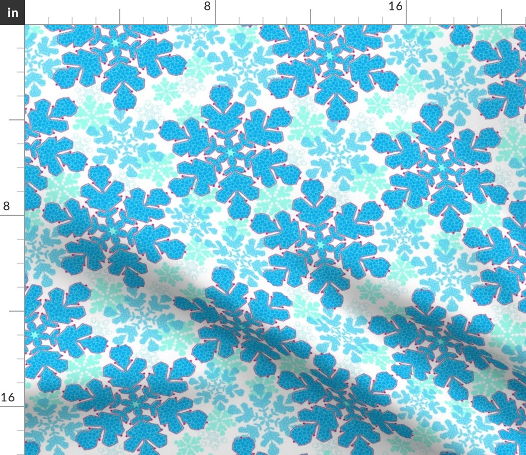 Snowflake Pointillism Blue, Teal