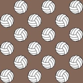 One Inch Black and White Volleyballs on Taupe Brown