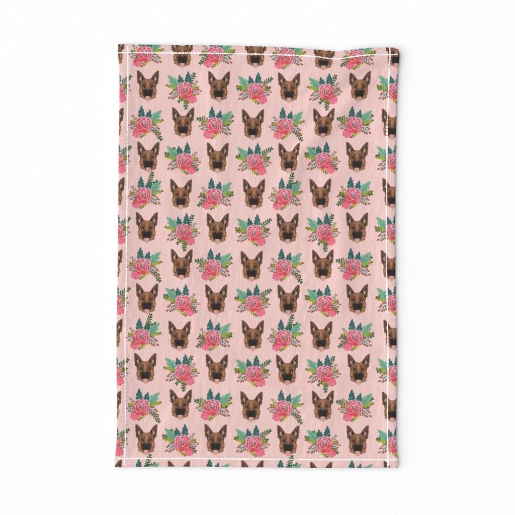 german shepherd dog fabric cute florals and dogs german shepherd design - pink