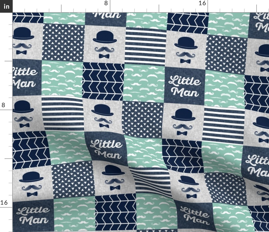 (3" small scale) Little man dapper trio wholecloth - navy and aqua stone