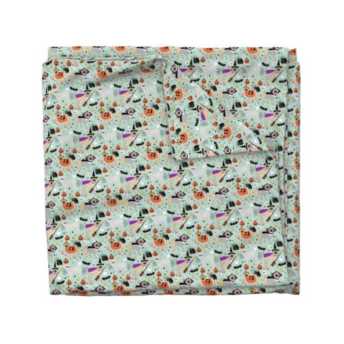 pug halloween costume fabric - cute dogs in costumes fabric - mint