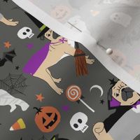 pug halloween costume fabric - cute dogs in costumes fabric - grey