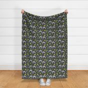 brahman cattle fabric cow and cactus design - grey