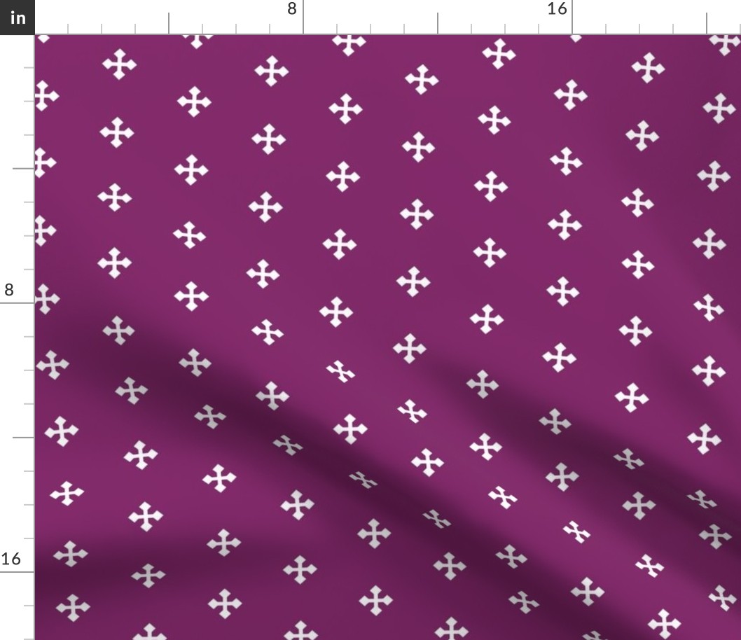 1 inch Greek Cross // purple and white