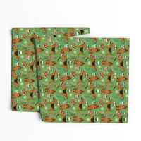 bloodhound christmas fabric dogs at christmas design - green