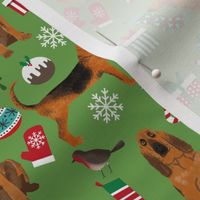 bloodhound christmas fabric dogs at christmas design - green