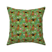 bloodhound christmas fabric dogs at christmas design - green