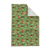 bloodhound christmas fabric dogs at christmas design - green