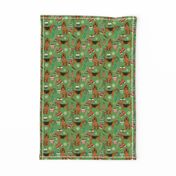 bloodhound christmas fabric dogs at christmas design - green