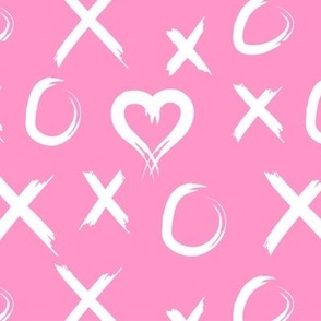 Pink hearts, kisses and hugs and love hearts, XO