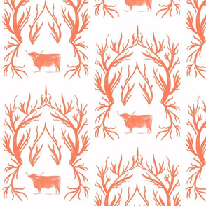 Highlander Damask in Coral 