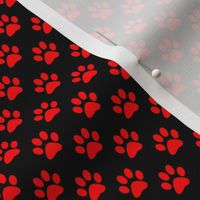 Half Inch Red Paw Prints on Black