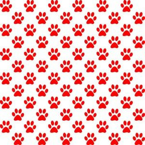 Half Inch Red Paw Prints on White