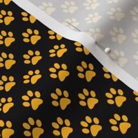 Half Inch Yellow Gold Paw Prints on Black