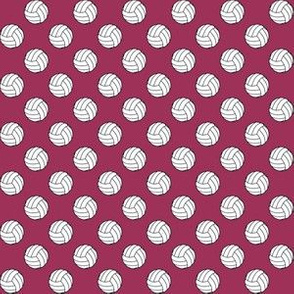 Half Inch Black and White Volleyballs on Sangria Pink