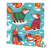 foxes in cozy sweaters