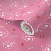 Human eyes and eyelashes infinite beauty staring at you cool trendy pop pattern pink