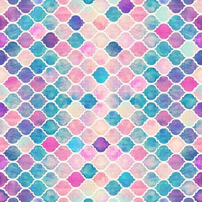 Rotated Rainbow Pastel Watercolor Moroccan Pattern extra small