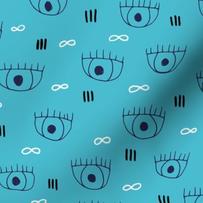 Human blue eyes and eyelashes infinite beauty staring at you cool trendy pop pattern