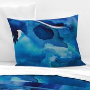 Watercolor Blue Skies Abstract Art 