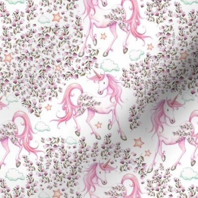 7" Pink Unicorn Floral Garden / PINK