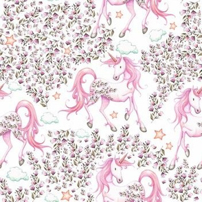 7" Pink Unicorn Floral Garden / PINK