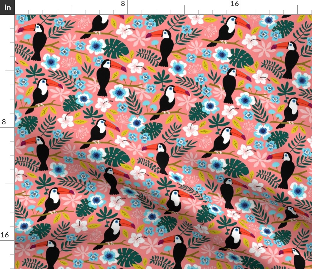 Toucan Floral Jungle coral