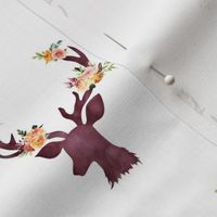 4" Autumn Wine Floral Deer // White