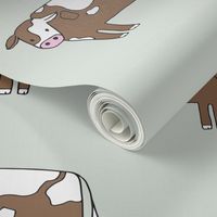 cow fabric // farmyard farm animals design cute cattle cows design - green