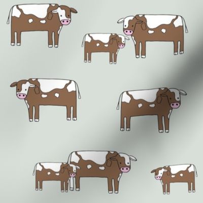 cow fabric // farmyard farm animals design cute cattle cows design - green