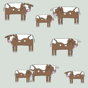 cow fabric // farmyard farm animals design cute cattle cows design - green