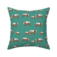 cow fabric // farmyard farm animals design cute cattle cows design - teal