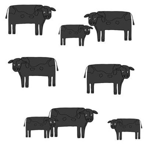 cow fabric // farmyard farm animals design cute cattle cows design - bw