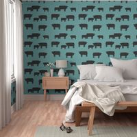 cow fabric // farmyard farm animals design cute cattle cows design - black and blue