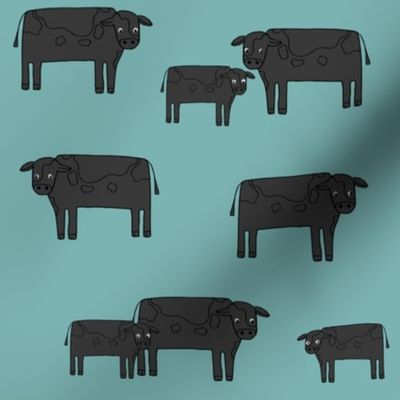 cow fabric // farmyard farm animals design cute cattle cows design - black and blue