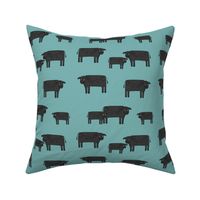 cow fabric // farmyard farm animals design cute cattle cows design - black and blue