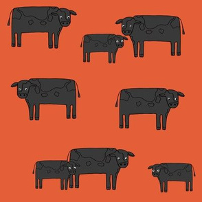 cow fabric // farmyard farm animals design cute cattle cows design - black and orange