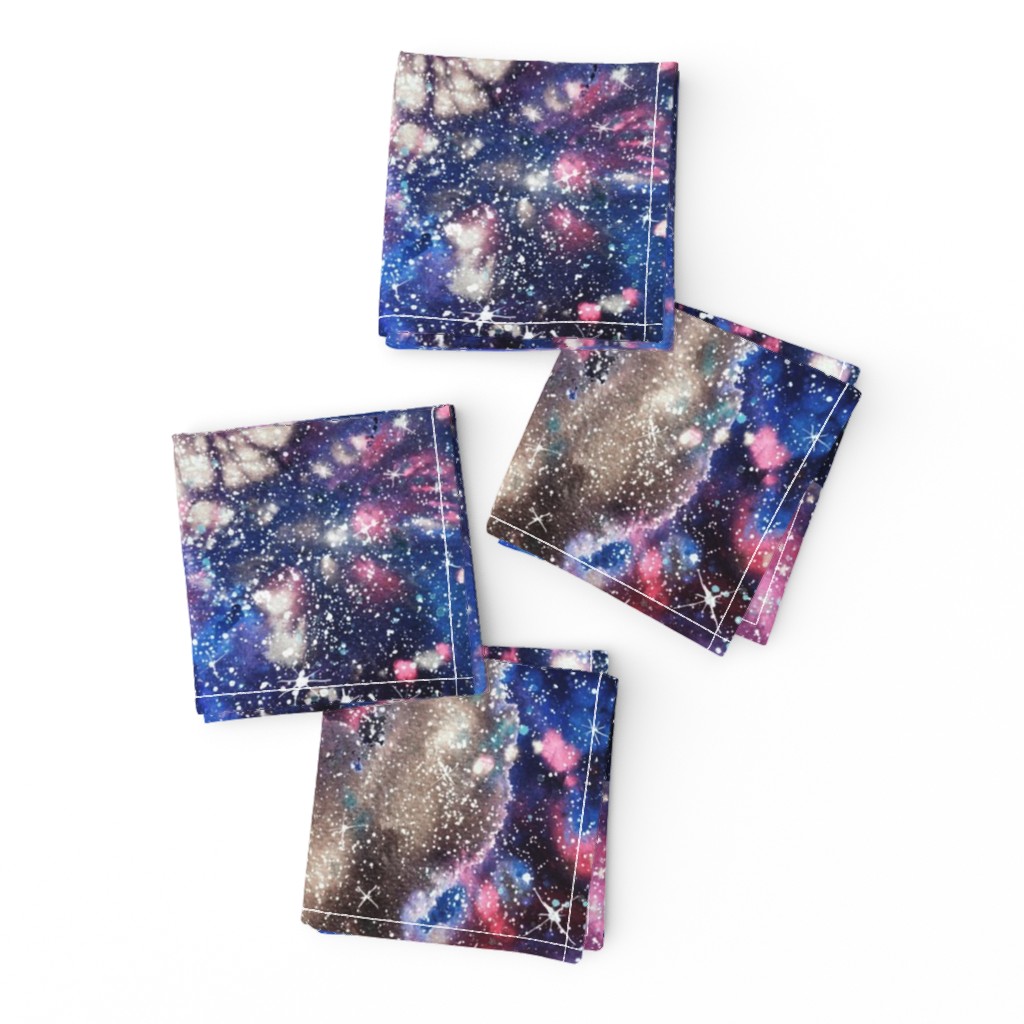 Purple Galaxy Watercolor - painted seamless space pattern