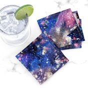 Purple Galaxy Watercolor - painted seamless space pattern