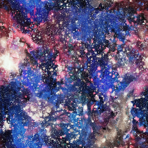 Purple Galaxy Watercolor - painted seamless space pattern