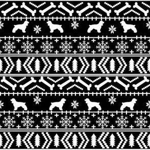 Cocker Spaniel fair isle christmas fabric dog breed pet friendly holiday black and white
