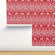 Cocker Spaniel fair isle christmas fabric dog breed pet friendly holiday red