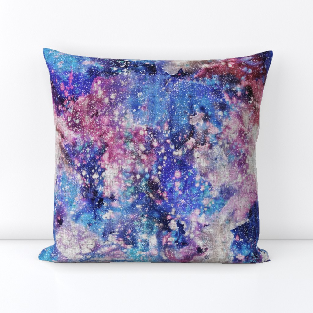 Galaxy space waterolor with woven structure - purple and blue