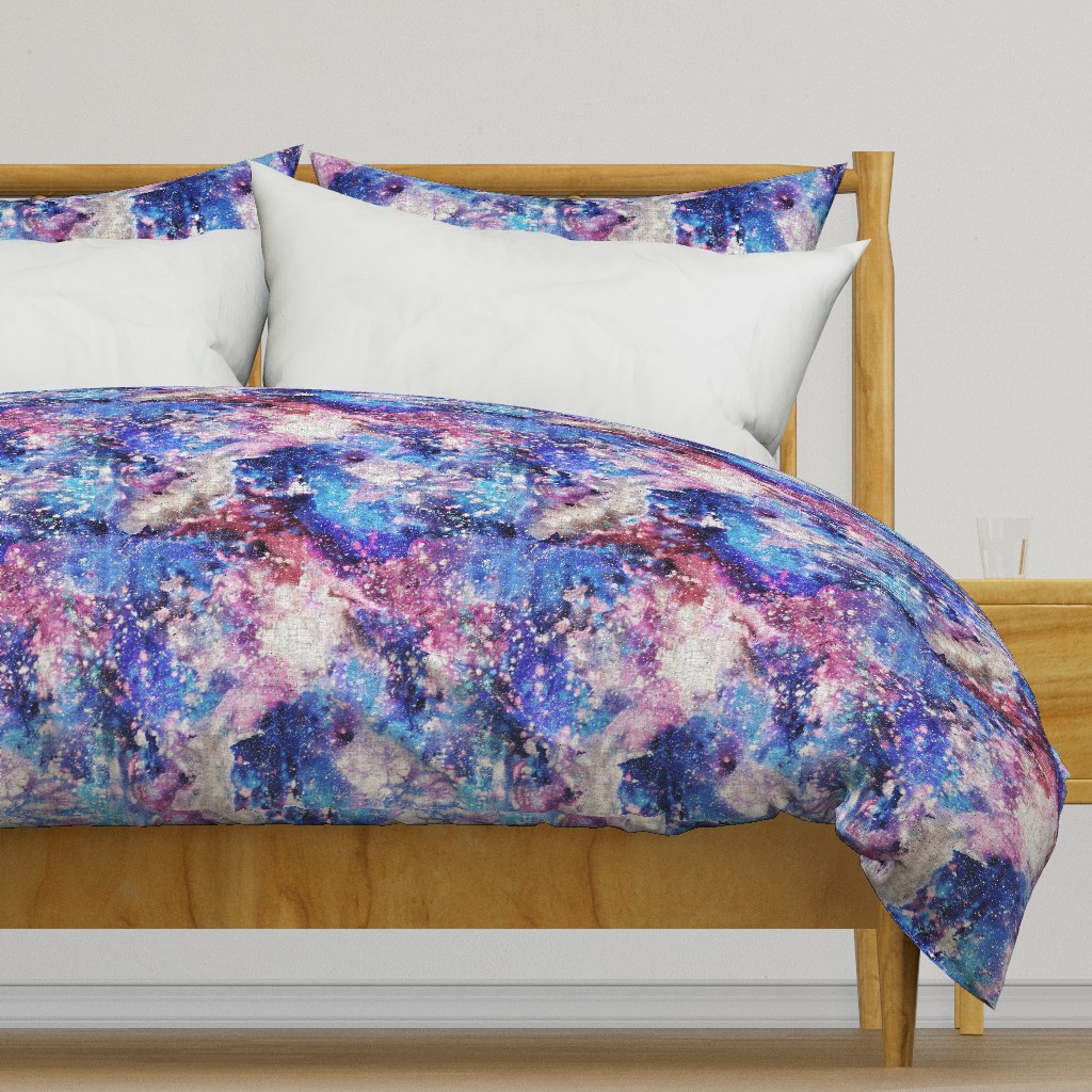 Galaxy space waterolor with woven structure - purple and blue