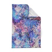 Galaxy space waterolor with woven structure - purple and blue