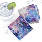 Galaxy space waterolor with woven structure - purple and blue