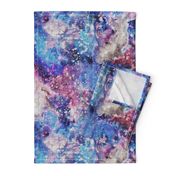 Galaxy space waterolor with woven structure - purple and blue