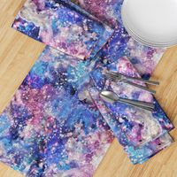 Galaxy space waterolor with woven structure - purple and blue